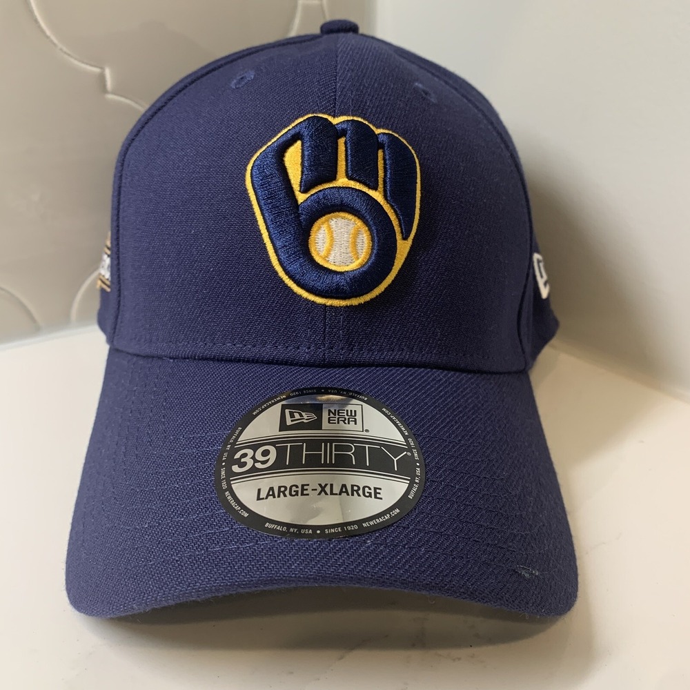 Milwaukee Brewers New Era 39THIRTY MLB 2024 Postseason Navy Cap Large/X-Large